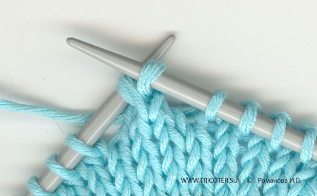 tricoter.su - Спицы - Техника - Две петли вместе изнаночной с наклономвправо